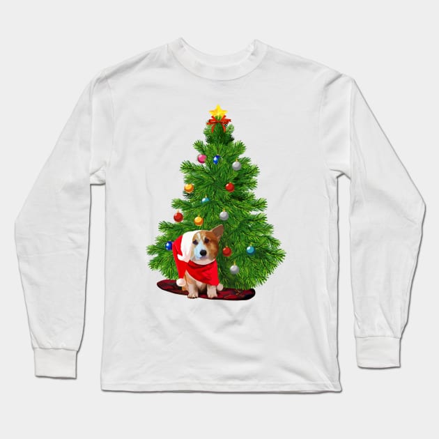 Corgi and Christmas Long Sleeve T-Shirt by Ocennyy